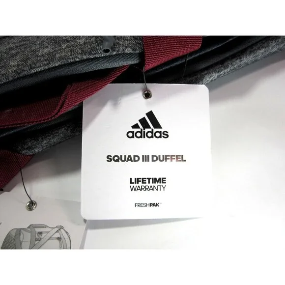 Adidas Squad III Grey Duffel Bag Jersey Onix/Noble MaroonB161 - Brand New!
